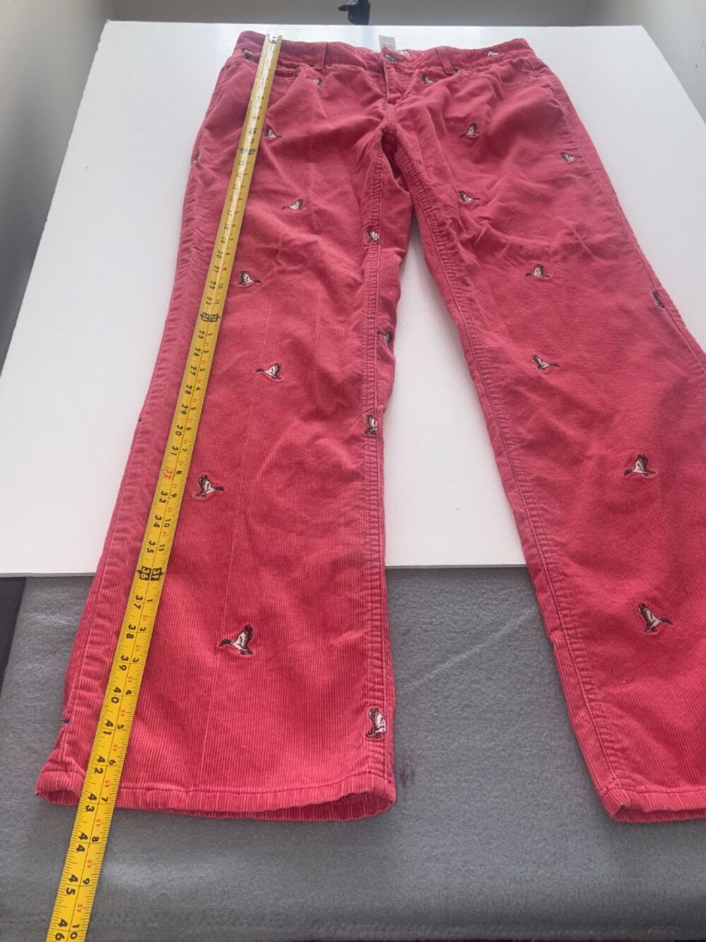 Women's VINTAGE L.L. Bean Mallard Duck Embroidered Corduroy Pant Salmon size 12T - Picture 14 of 16